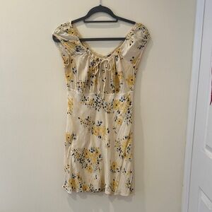 Kimchi Blue Yellow and Cream Floral Midi Dress